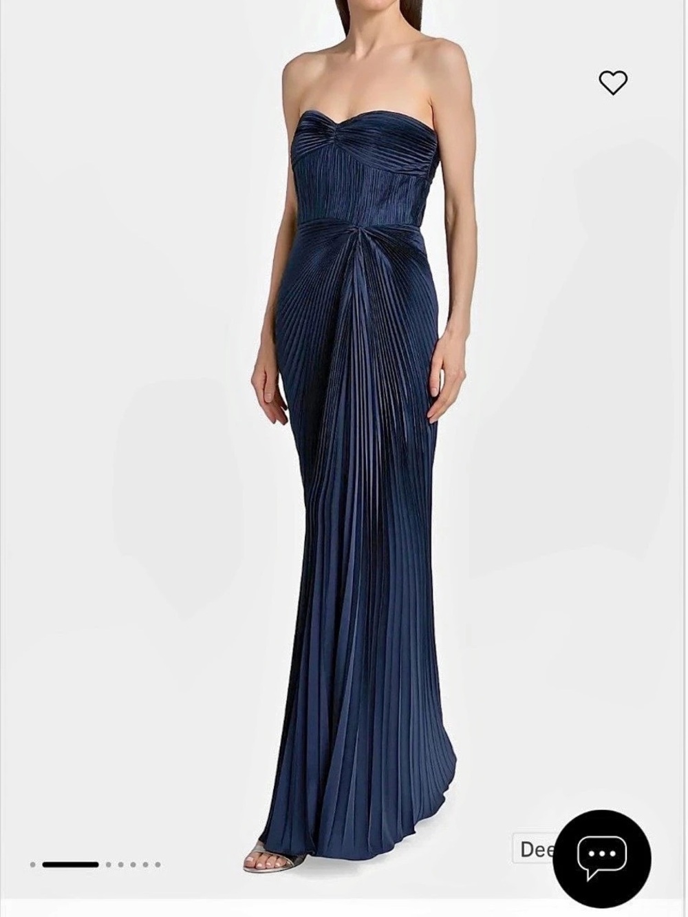 AMUR Strapless Pleated Maxi Dress in Blue Size 10
